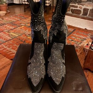 Stunning Black and Silver Heeled Boots